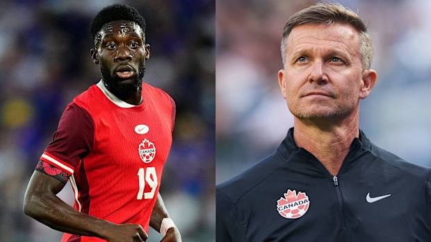 Alphonso Davies celebrating a goal