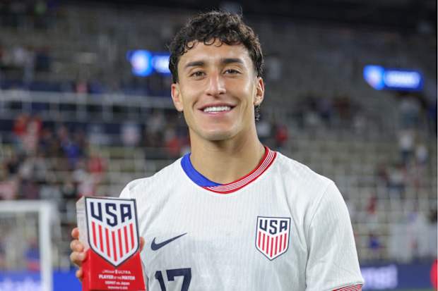 Alex Zendejas celebrates a goal for USMNT