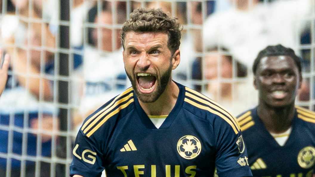 Denis Bouanga celebrates a goal