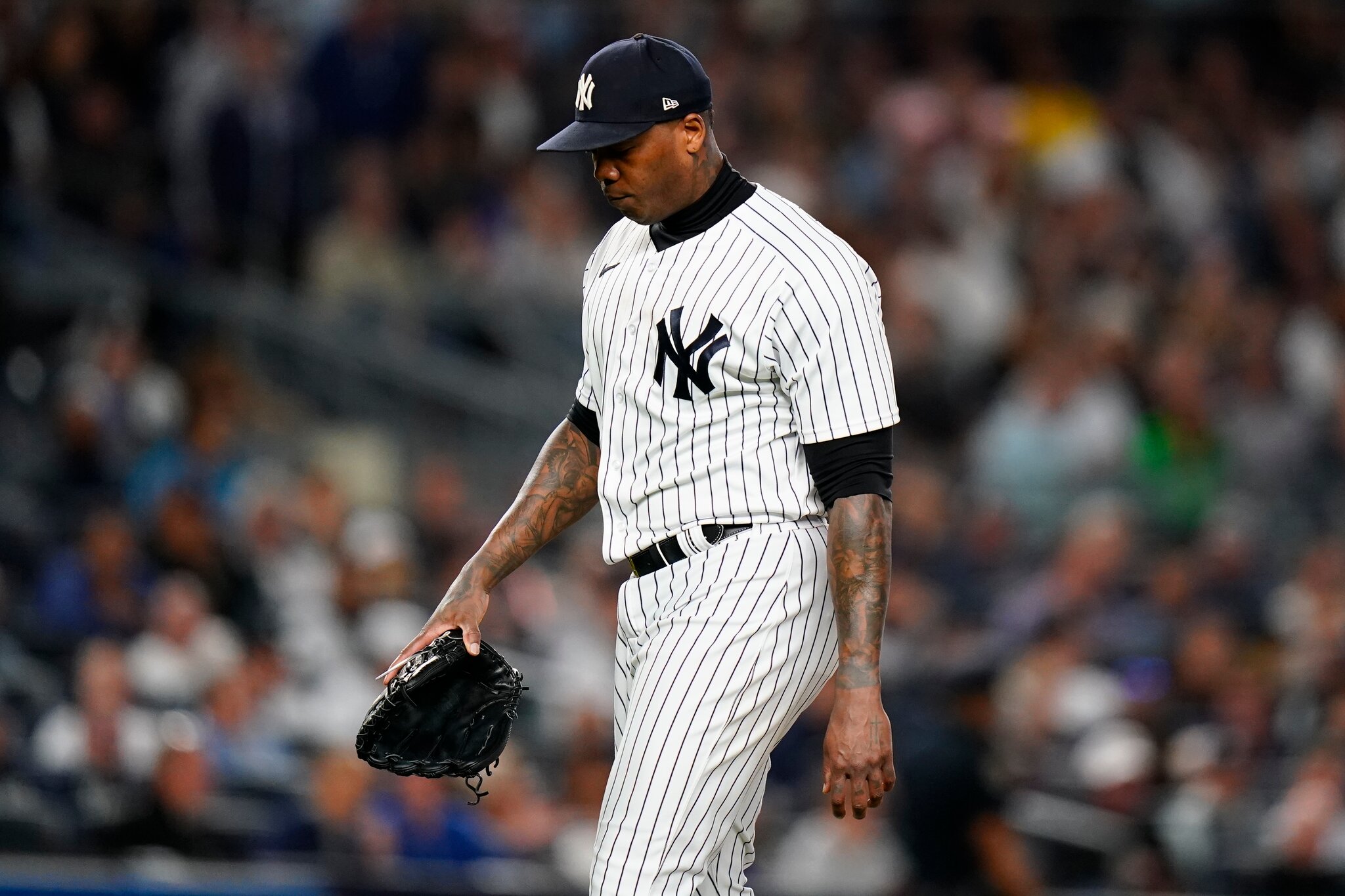 Aroldis Chapman celebrating a save