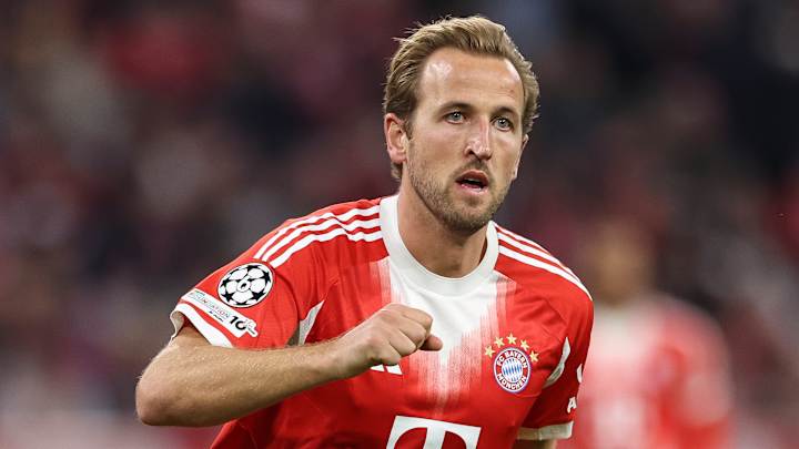 Harry Kane celebrates a goal for Bayern Munich