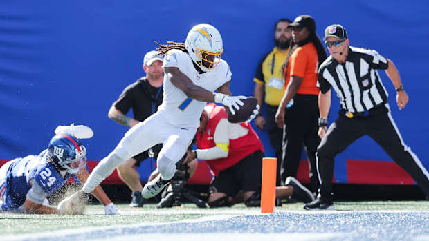 Chargers wide receiver Quentin Johnston is third in the NFL with 337 receiving yards.